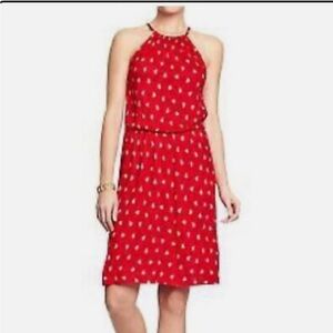 OLD NAVY RED DRAWSTRING HALTER DRESS SAILBOAT PRINT ELASTIC WAIST Size L